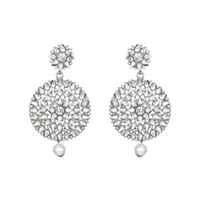 Generic Women's Rose Gold Plated Alloy Kundan Earrings &amp; Mangtikka (White)