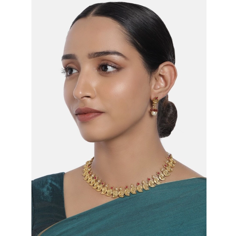 Generic Women's Rose Gold Plated Alloy Jewellery Set (Red &amp; White)