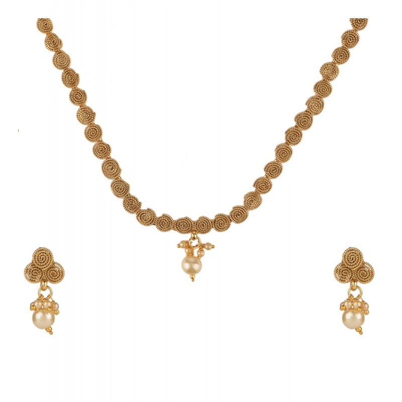 Generic Women's Rose Gold Plated Alloy Necklace &amp; Earings Set (Gold)