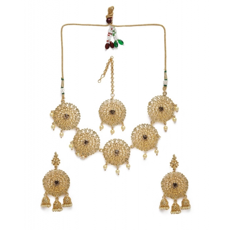 Generic Women's Rose Gold Plated Alloy Necklace &amp; Earings Set (Gold)