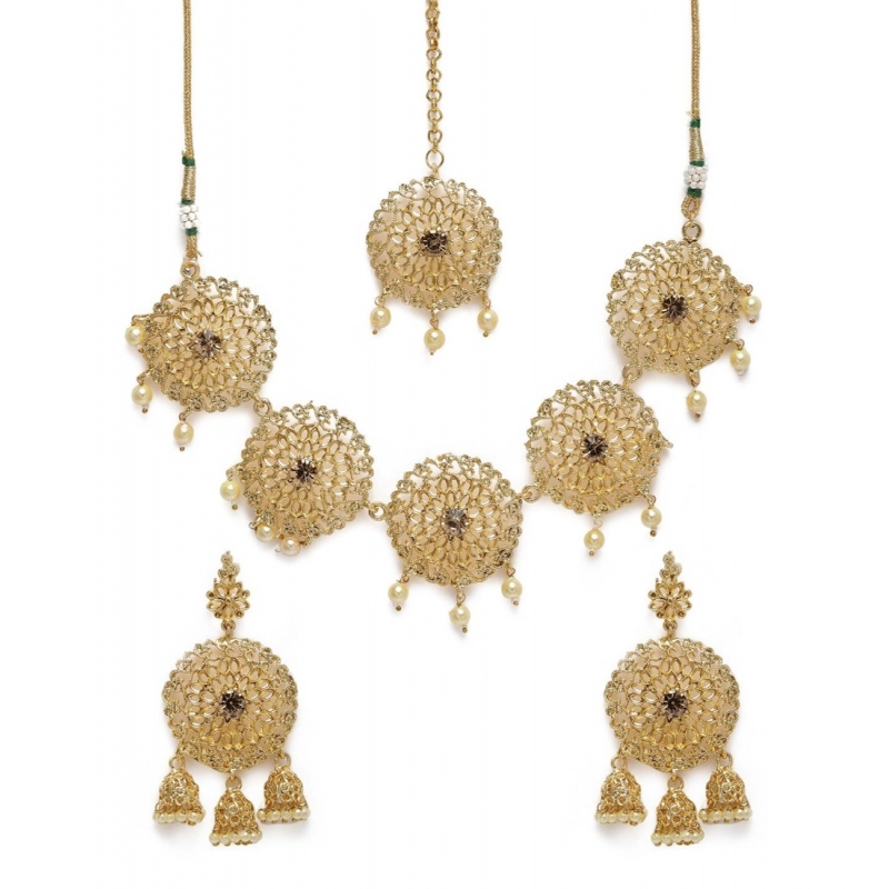 Generic Women's Rose Gold Plated Alloy Necklace &amp; Earings Set (Gold)