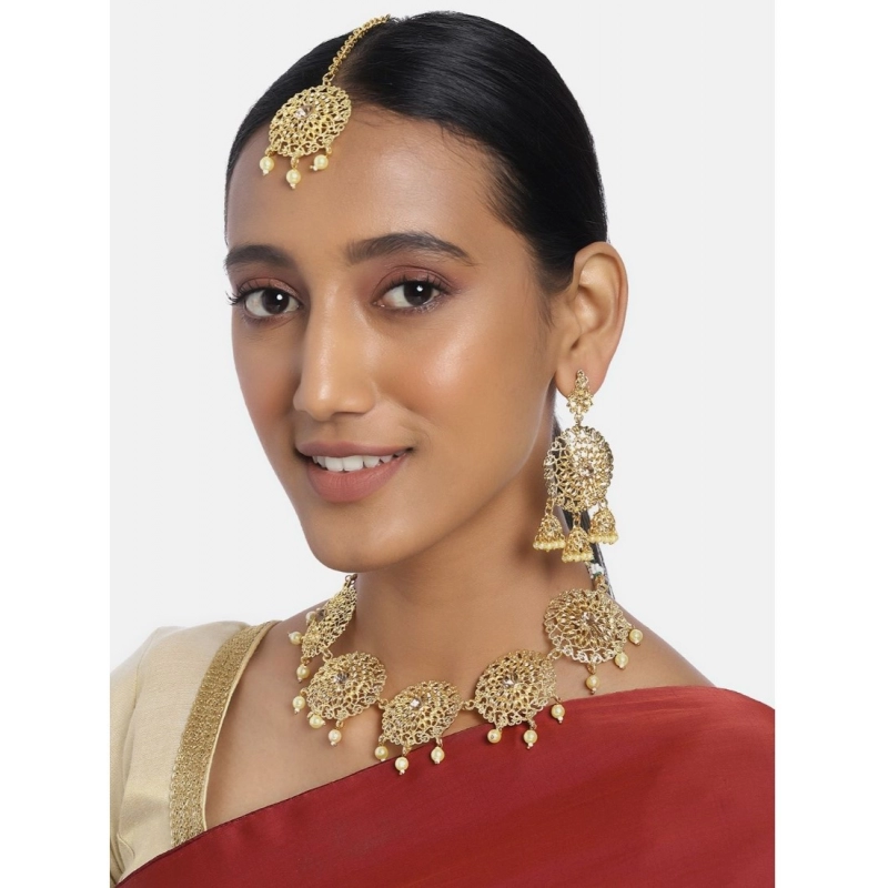 Generic Women's Rose Gold Plated Alloy Necklace &amp; Earings Set (Gold)