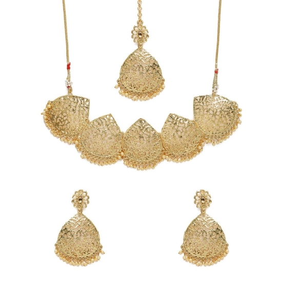 Generic Women's Rose Gold Plated Alloy Necklace &amp; Earings Set (Gold)