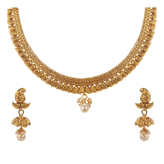 Generic Women's Rose Gold Plated Alloy Necklace &amp; Earings Set (Gold)