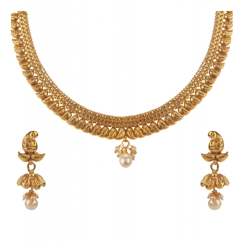 Generic Women's Rose Gold Plated Alloy Necklace &amp; Earings Set (Gold)