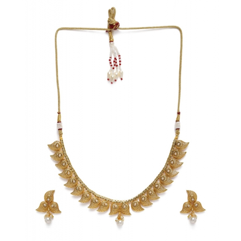 Generic Women's Rose Gold Plated Alloy Necklace &amp; Earings Set (Gold)