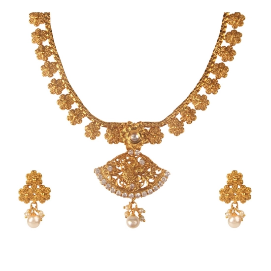 Generic Women's Rose Gold Plated Alloy Necklace &amp; Earings Set (Gold)