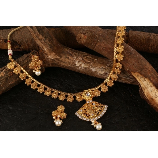 Generic Women's Rose Gold Plated Alloy Necklace &amp; Earings Set (Gold)
