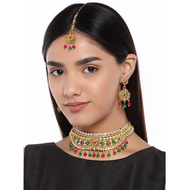 Generic Women's Rose Gold Plated Alloy Necklace &amp; Earings Set (Multicolor)