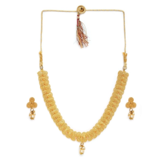 Generic Women's Rose Gold Plated Alloy Necklace &amp; Earings Set (Gold)