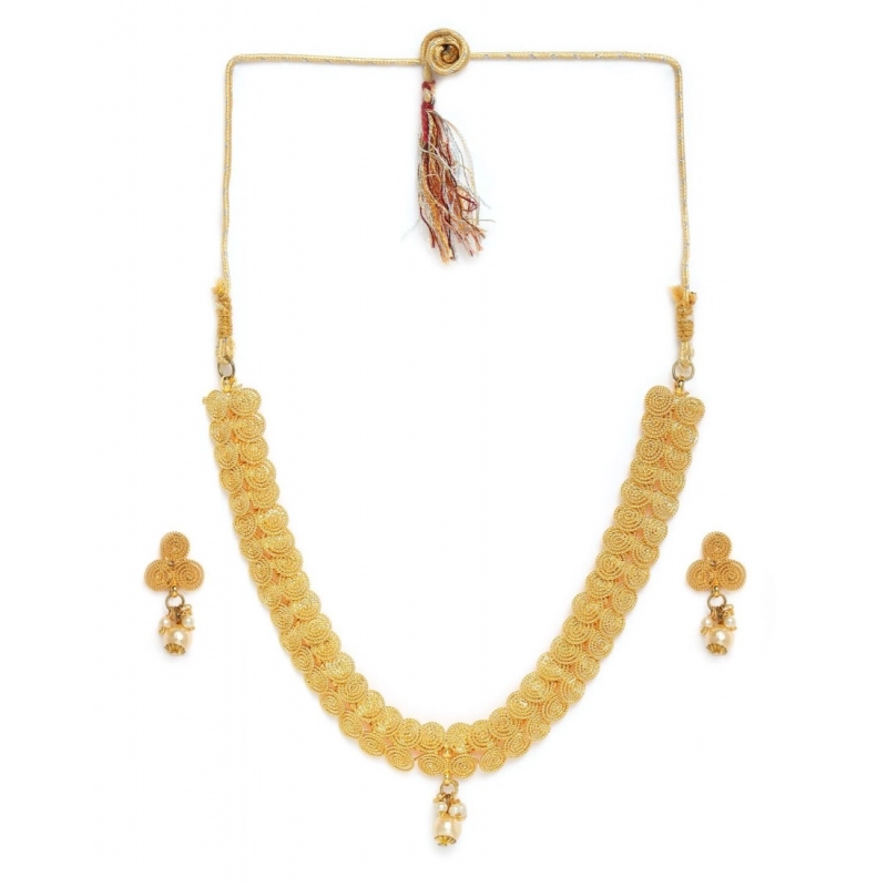 Generic Women's Rose Gold Plated Alloy Necklace &amp; Earings Set (Gold)