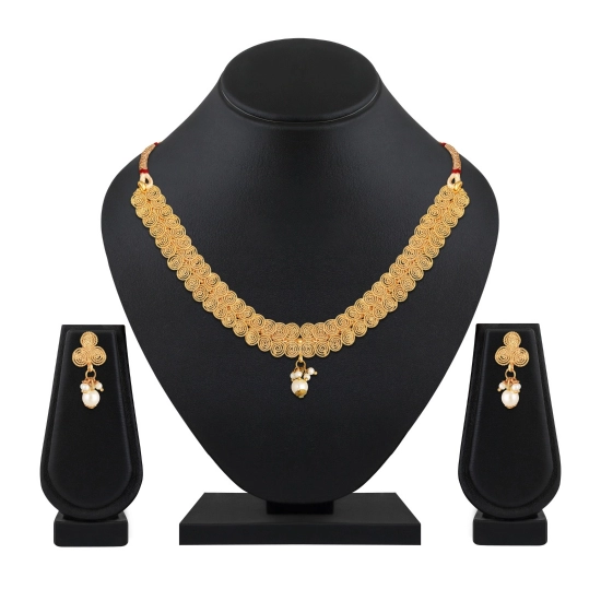 Generic Women's Rose Gold Plated Alloy Necklace &amp; Earings Set (Gold)