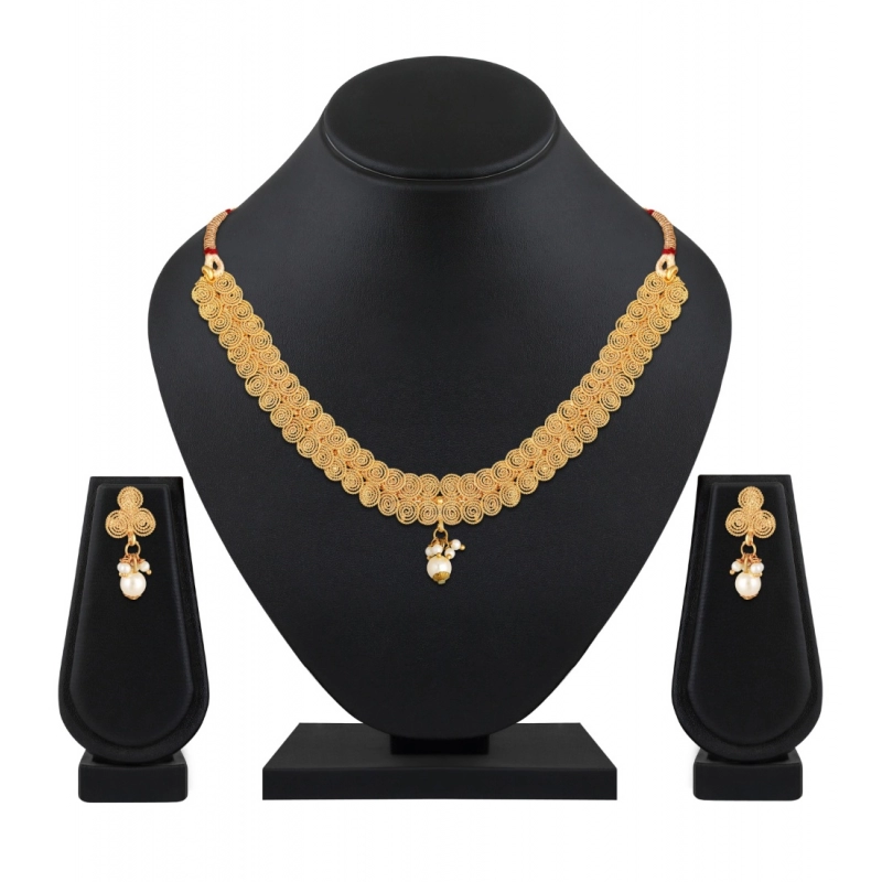 Generic Women's Rose Gold Plated Alloy Necklace &amp; Earings Set (Gold)