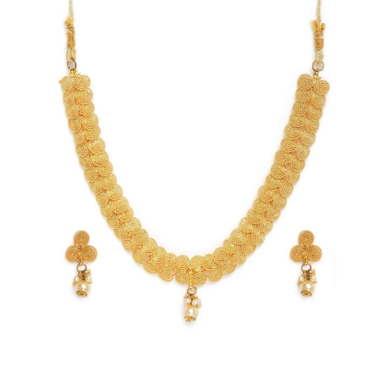 Generic Women's Rose Gold Plated Alloy Necklace &amp; Earings Set (Gold)