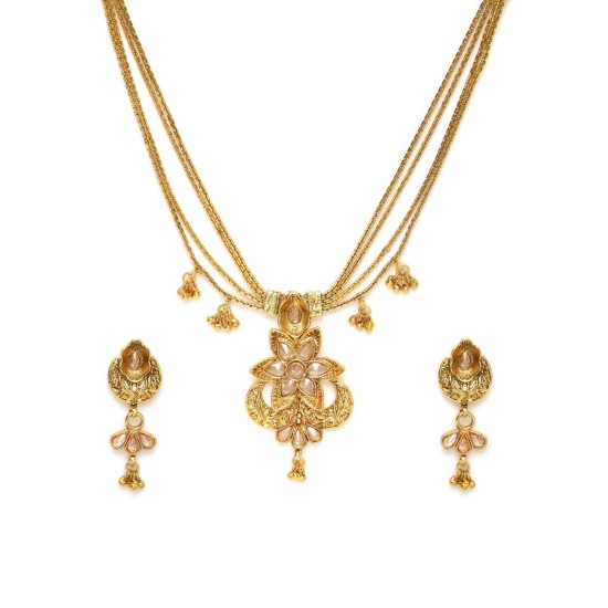 Generic Women's Rose Gold Plated Alloy Necklace &amp; Earings Set (Gold)