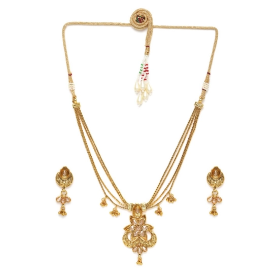 Generic Women's Rose Gold Plated Alloy Necklace &amp; Earings Set (Gold)