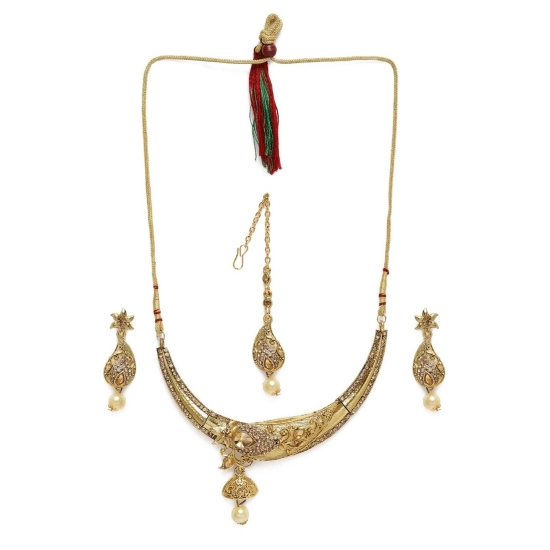 Generic Women's Rose Gold Plated Alloy Necklace & Earings Set (Gold) Generic Women's Rose Gold Plated Alloy Necklace & Earings Set (Gold)