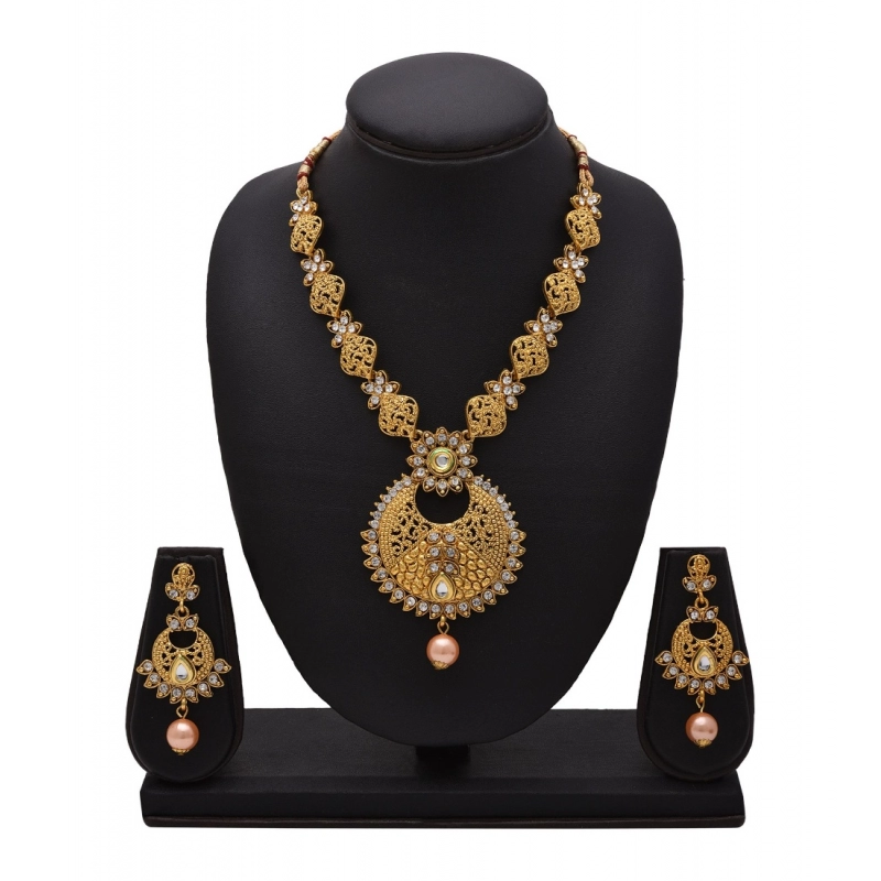 Generic Women's Rose Gold Plated Alloy Necklace &amp; Earings Set (Gold)