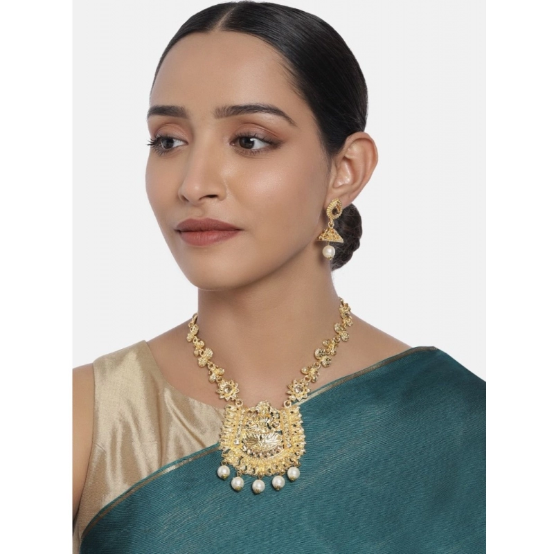 Generic Women's Rose Gold Plated Alloy Necklace &amp; Earings Set (Gold)