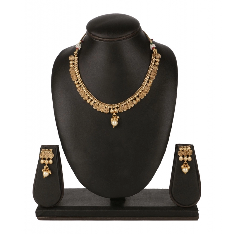 Generic Women's Rose Gold Plated Alloy Necklace &amp; Earings Set (Gold)