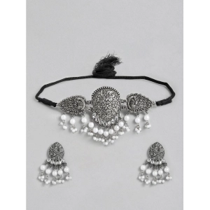 Generic Women's Rose Gold Plated Alloy Necklace &amp; Earings Set (Silver)