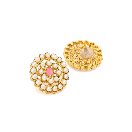 Generic Women's Rose Gold Plated Alloy Necklace &amp; Earings Set (Pink)