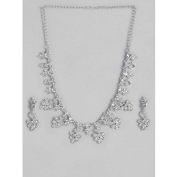 Generic Women's Rose Gold Plated Brass Necklace &amp; Earings Set (Silver)