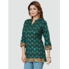 Generic Women's Casual 3/4 Sleeves Printed Rayon Short Top (Green)