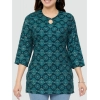 Generic Women's Casual 3/4 Sleeves Printed Rayon Short Top (Green)