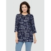 Generic Women's Casual 3/4 Sleeves Printed Rayon Short Top (Blue)