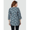 Generic Women's Casual 3/4 Sleeves Printed Rayon Short Top (Grey)