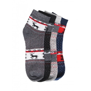 Generic 4 Pairs Men's Casual Cotton Blended Printed Mid-Calf length Socks (Assorted)