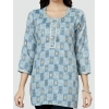 Generic Women's Casual 3/4 Sleeves Printed Rayon Short Top (Blue)