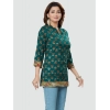Generic Women's Casual 3/4 Sleeves Printed Rayon Short Top (Green)