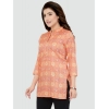 Generic Women's Casual 3/4 Sleeves Printed Rayon Short Top (Orange)