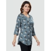 Generic Women's Casual 3/4 Sleeves Printed Rayon Short Top (Grey)