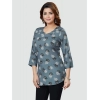 Generic Women's Casual 3/4 Sleeves Printed Rayon Short Top (Grey)