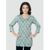 Generic Women's Casual 3/4 Sleeves Printed Rayon Short Top (Grey)