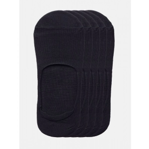 Generic 5 Pairs Unisex Casual Cotton Blended Solid No-show Socks (Black)