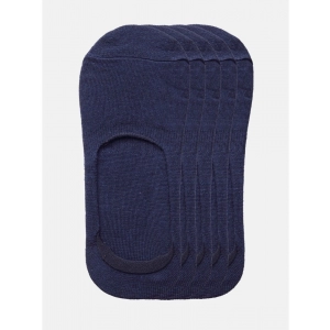 Generic 5 Pairs Unisex Casual Cotton Blended Solid No-show Socks (Navy)