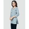 Generic Women's Casual 3/4 Sleeves Printed Rayon Short Top (Blue)