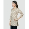 Generic Women's Casual 3/4 Sleeves Printed Rayon Short Top (Beige)