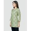 Generic Women's Casual 3/4 Sleeves Printed Rayon Short Top (Green)