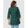 Generic Women's Casual 3/4 Sleeves Printed Rayon Short Top (Green)