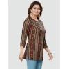 Generic Women's Casual 3/4 Sleeves Printed Rayon Short Top (MultiColor)