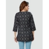 Generic Women's Casual 3/4 Sleeves Printed Rayon Short Top (Black)