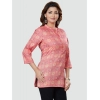Generic Women's Casual 3/4 Sleeves Printed Rayon Short Top (Pink)