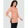 Generic Women's Casual 3/4 Sleeves Printed Rayon Short Top (Orange)