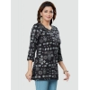 Generic Women's Casual 3/4 Sleeves Printed Rayon Short Top (Black)