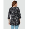 Generic Women's Casual 3/4 Sleeves Printed Rayon Short Top (Black)